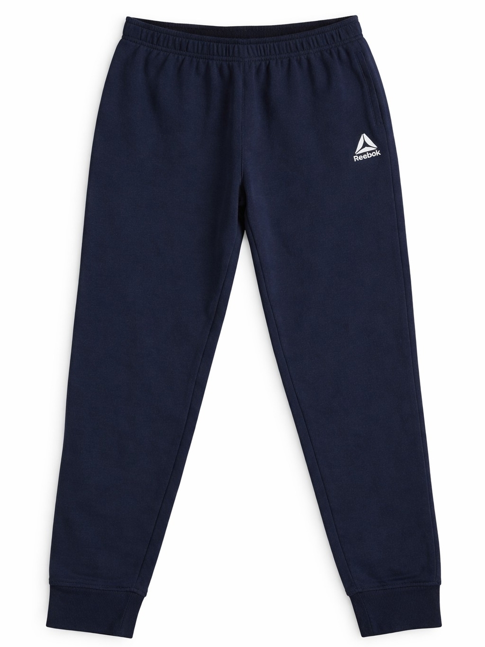Reebok Men’s Large Navy Blue Fleece Jogger Sweatpants Logo Elastic Waist